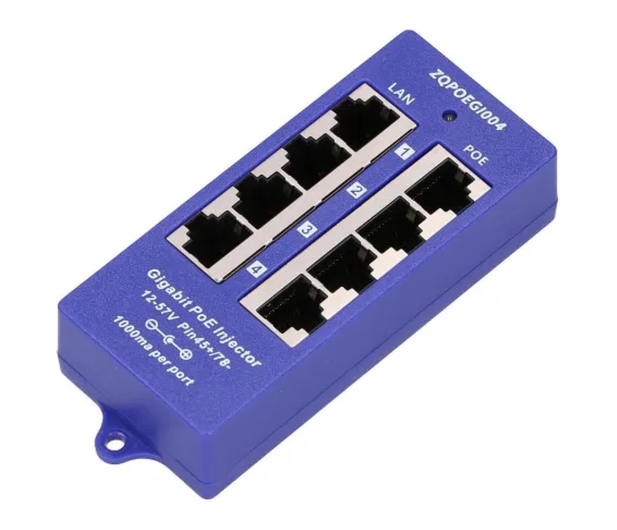 ExtraLink 4 Portowy Gigabit PoE Injector 4x 1000Mb/s RJ45 - 1541568 - zdjęcie